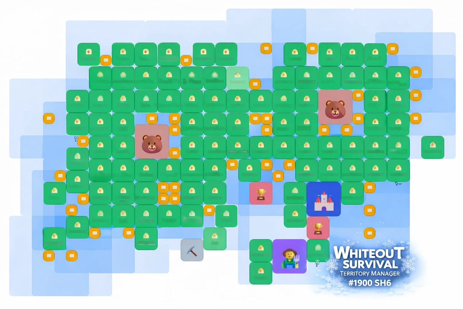 Carte stratégique du territoire de l’alliance SH6 sur Whiteout Survival